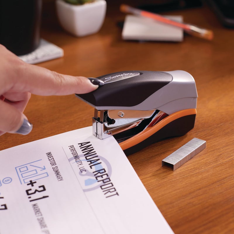 Swingline Stapler, 40 Sheet Capacity, Optima 40, Jam Free, Reduced Effort, Compact, Soft Grip, Metal, Orange, Silver and Black (87842) - Image 3
